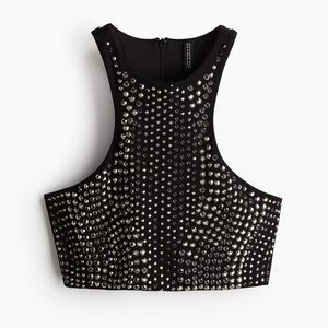 H&M Black Embellished studded Tank Top